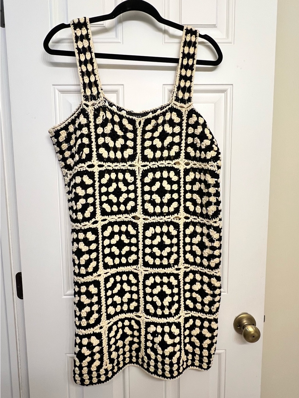 Solana Patchwork Crochet Crochet Mini Cover Up Dress XL